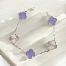 Purble Four-Leaf Clover Bracelet – Stone Clover, Rose Gold Vermeil, 925 Sterling Silver, Engraved Clover Charms 03