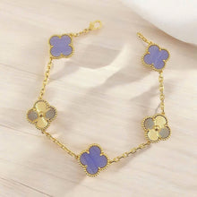 Purble Four-Leaf Clover Bracelet – Stone Clover, Rose Gold Vermeil, 925 Sterling Silver, Engraved Clover Charms 05