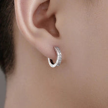 S925 Silver Hoop Earrings Unisex – Roman Numeral Design with Sparkling Stones 06