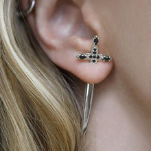S925 Sterling Silver Cross Sword Drop Earrings 03