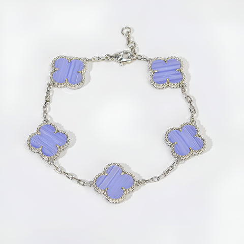 Four-Leaf Clover Bracelet for Women – Purple Gemstone, 925 Sterling Silver