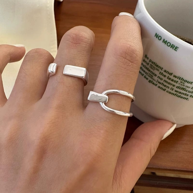 Women's Irregular Bends And Hitches S925 Sterling Silver Opening