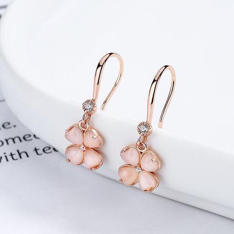 925 Sterling Silver Women's Simple Earrings stone - Dangle earrings silver