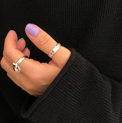 925 Sterling Silver Knotted Geometric Ring Women's