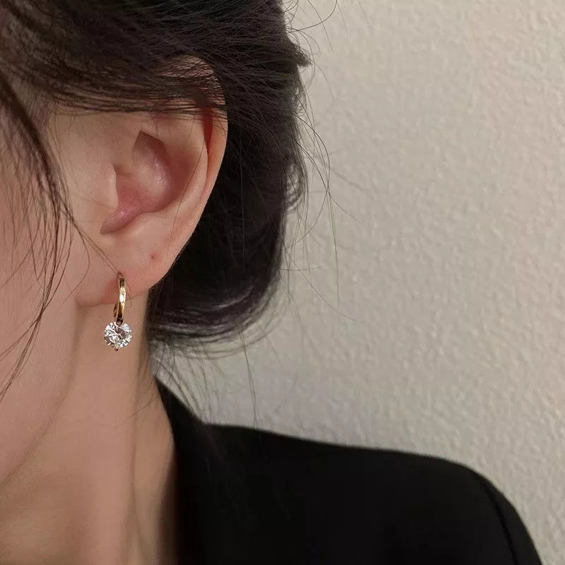 925 sterling silver Earrings Women's Hoops, 6mm Diamond