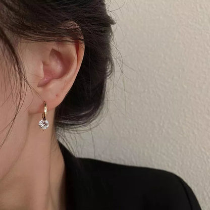 925 sterling silver Earrings Women's Hoops, 6mm Diamond
