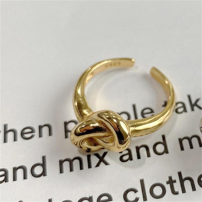 925 Sterling Silver Knotted Geometric Ring Women's