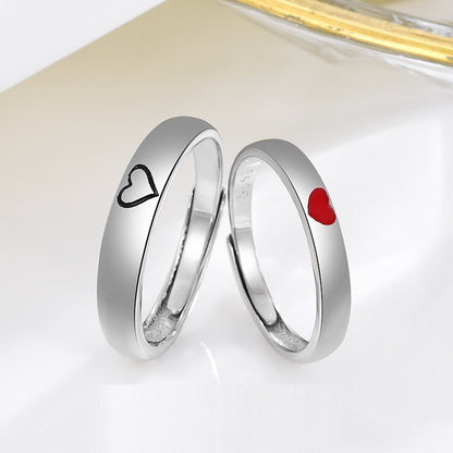 925 Sterling Silver One Heart Couple Rings Personality