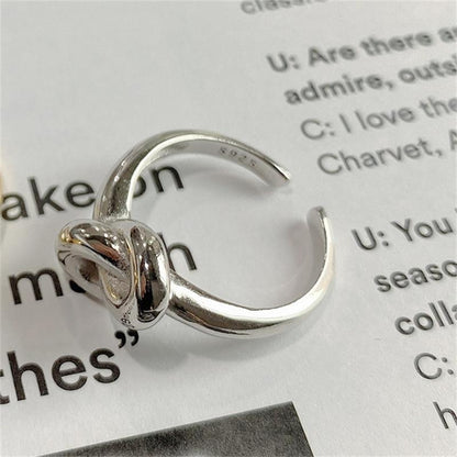 925 Sterling Silver Knotted Geometric Ring Women's