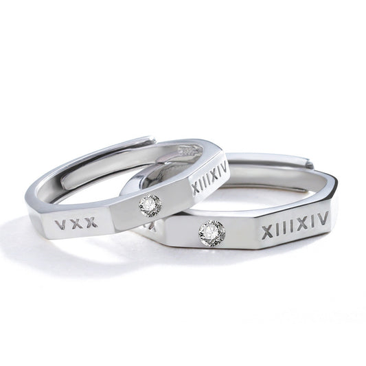Roman Love Couple Ring 925 Sterling Silver