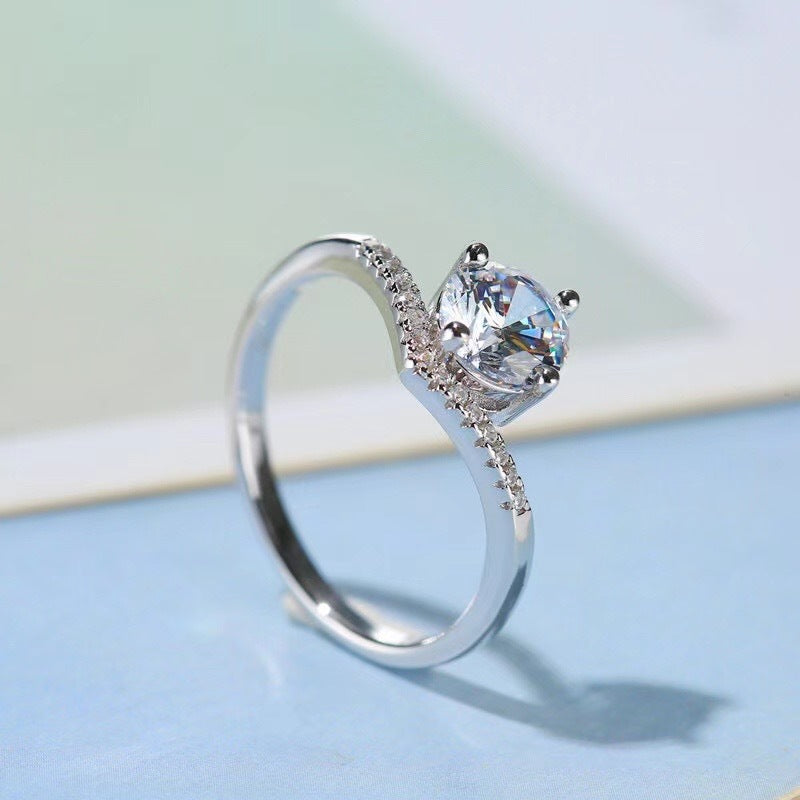 S925 Silver Simulated CZ Diamond Women Ring