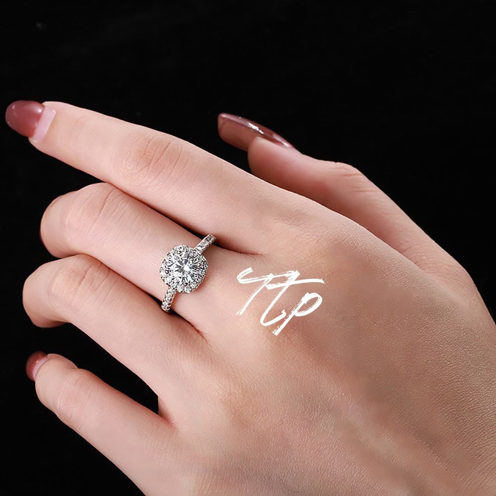925 Sterling Silver Rings Iced Out CZ-Diamond 12mm for women