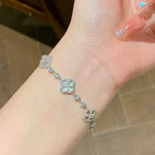 Four-Leaf Clover Crystal Bracelet – Pink Mother of Pearl, Rose Gold, Lucky Charm Jewelry