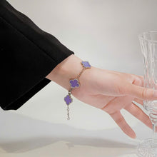 Four-Leaf Clover Bracelet for Women – Purple Gemstone, 925 Sterling Silver