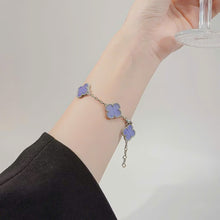 Four-Leaf Clover Bracelet for Women – Purple Gemstone, 925 Sterling Silver